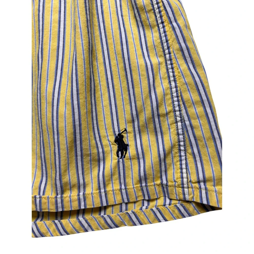 Polo Ralph Lauren Men Yellow Cotton Striped Boxer Lounge Shorts L Preppy Classic